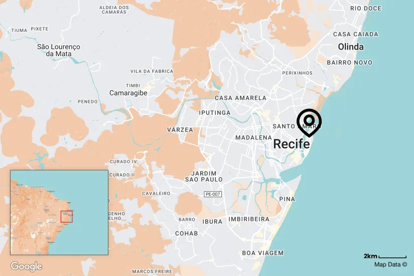 Google generated map of Recife