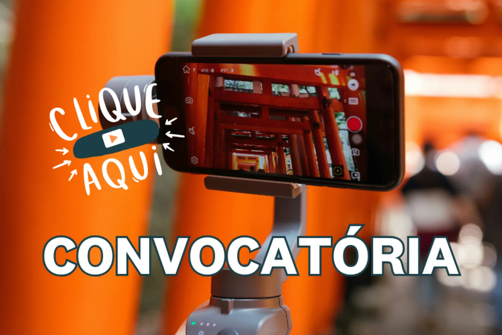 Chamada para inscrições - um smartphone em um gimbal